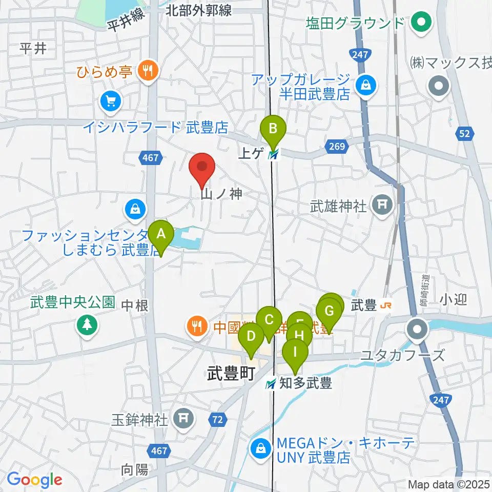ガレージエス周辺の駐車場・コインパーキング一覧地図