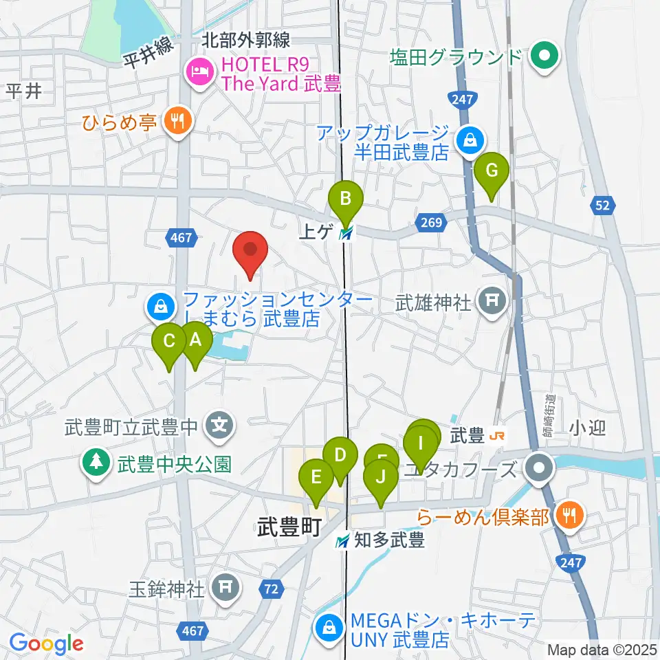 ガレージエス周辺の駐車場・コインパーキング一覧地図
