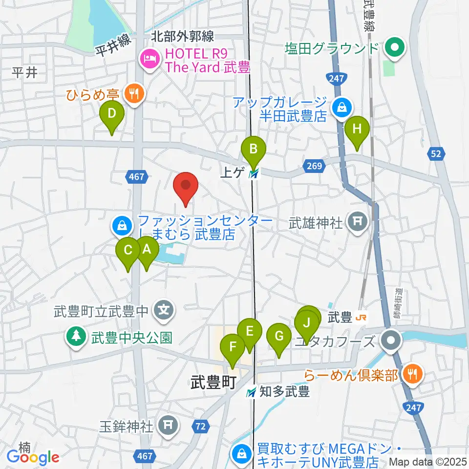 ガレージエス周辺の駐車場・コインパーキング一覧地図