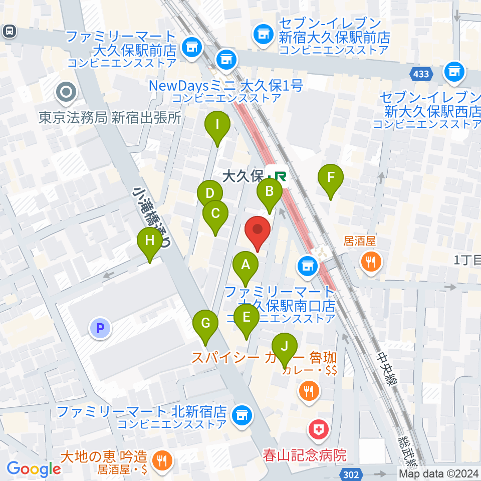 ジェットワン周辺の駐車場・コインパーキング一覧地図