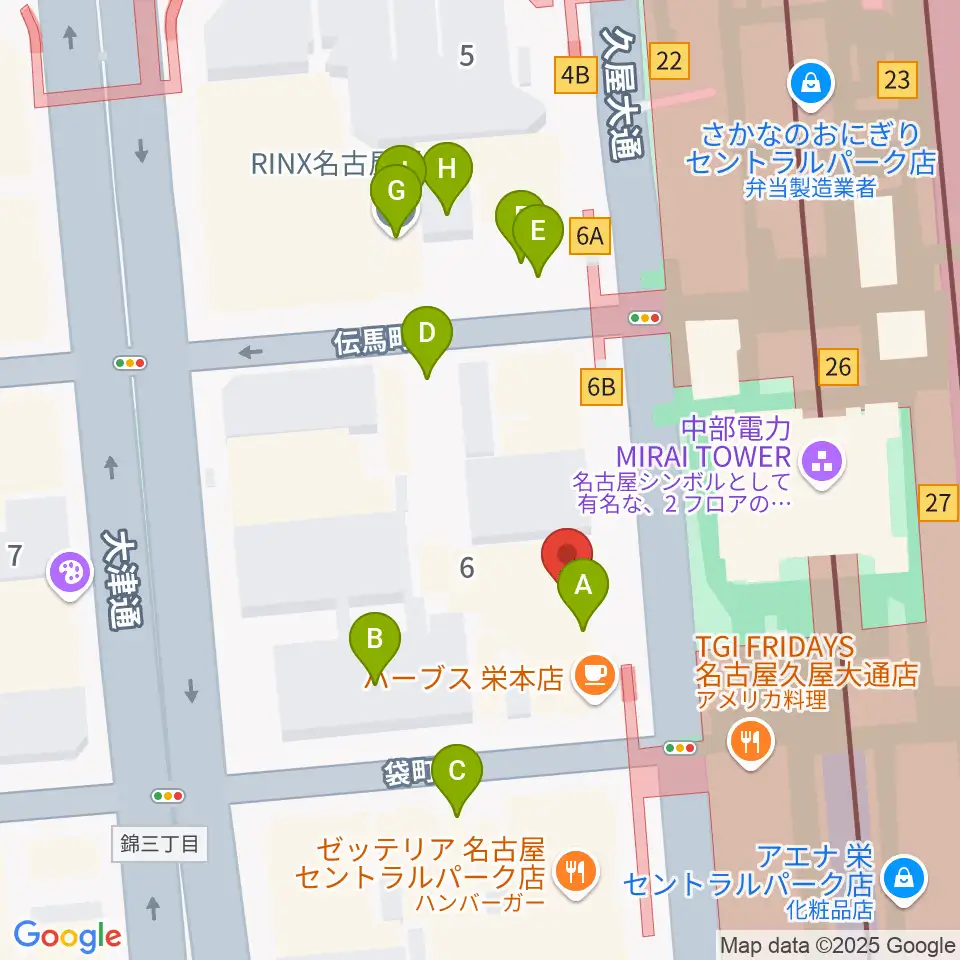 名古屋栄ムジカ周辺の駐車場・コインパーキング一覧地図