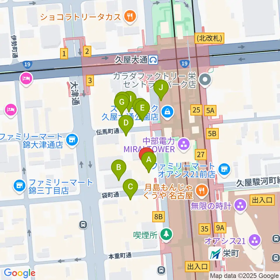名古屋栄ムジカ周辺の駐車場・コインパーキング一覧地図