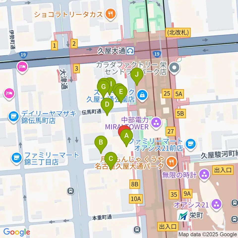 名古屋栄ムジカ周辺の駐車場・コインパーキング一覧地図