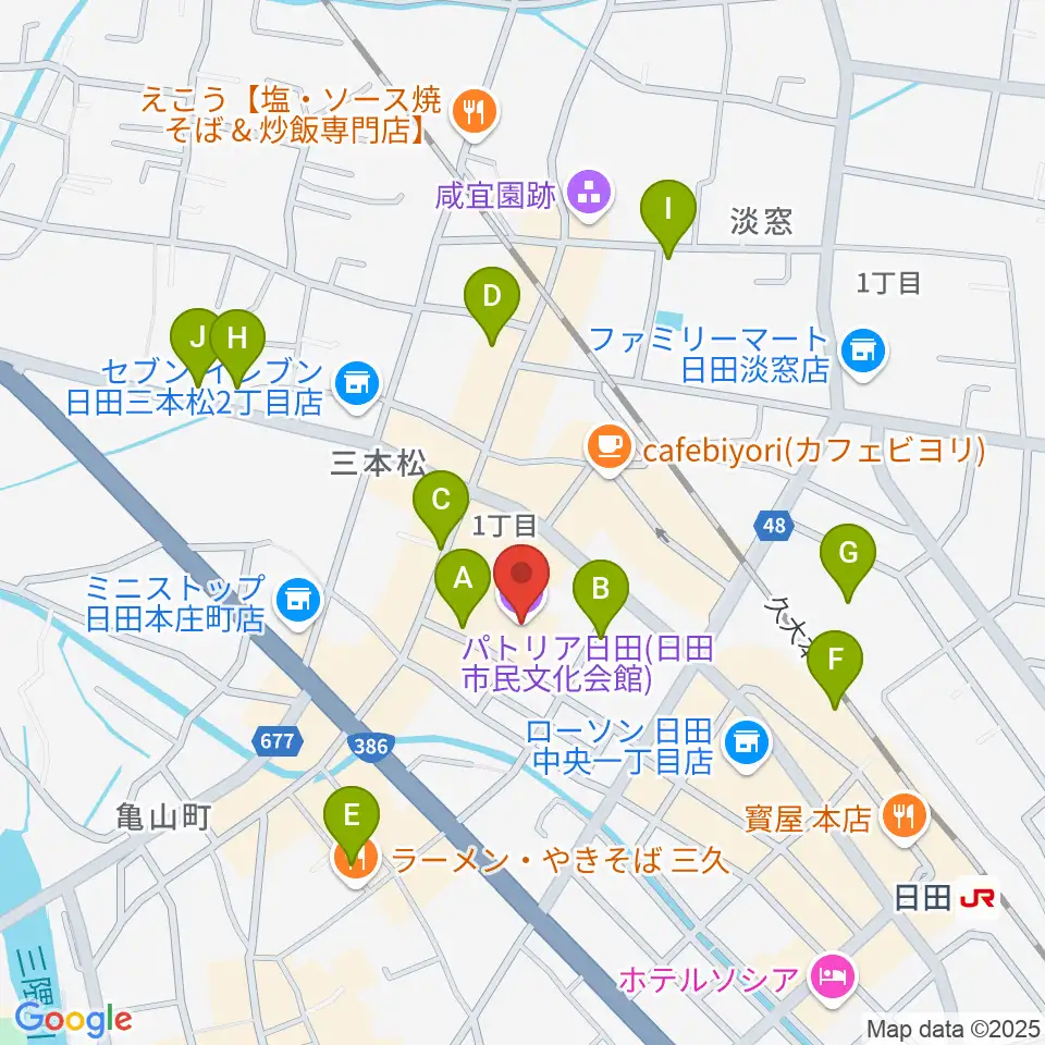 日田市民文化会館 パトリア日田周辺の駐車場・コインパーキング一覧地図