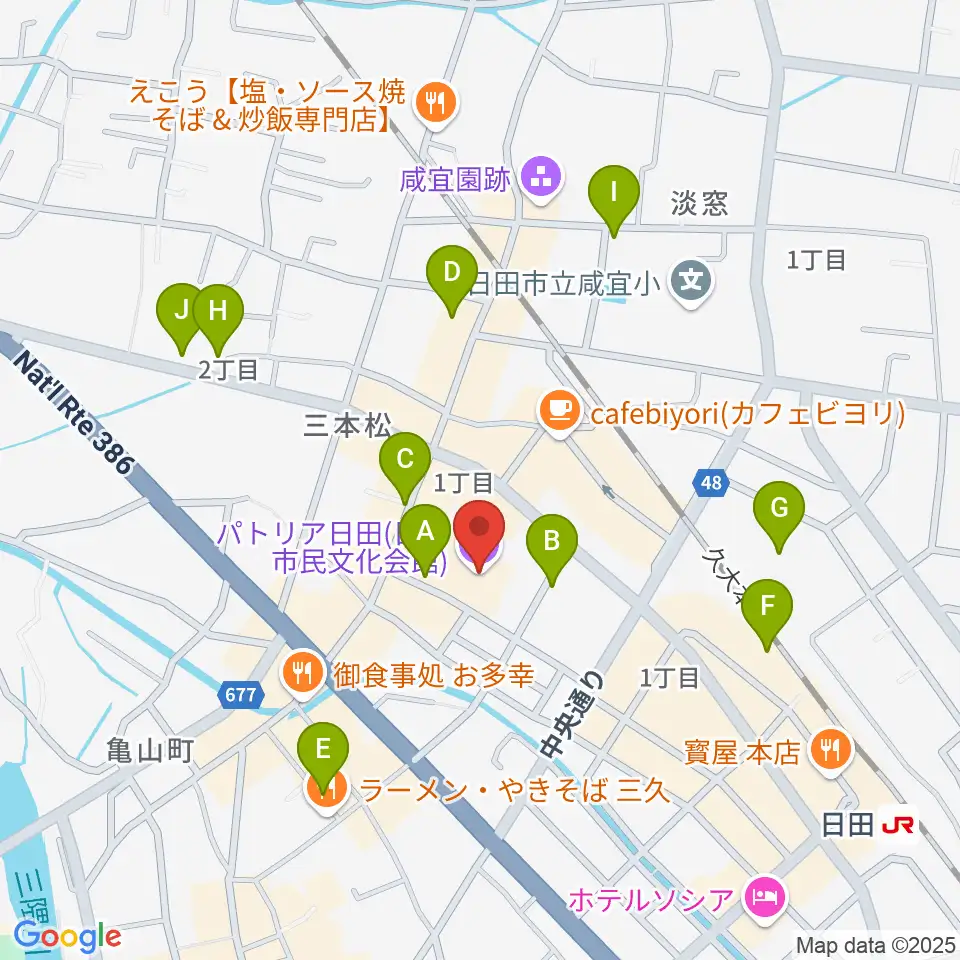 日田市民文化会館 パトリア日田周辺の駐車場・コインパーキング一覧地図