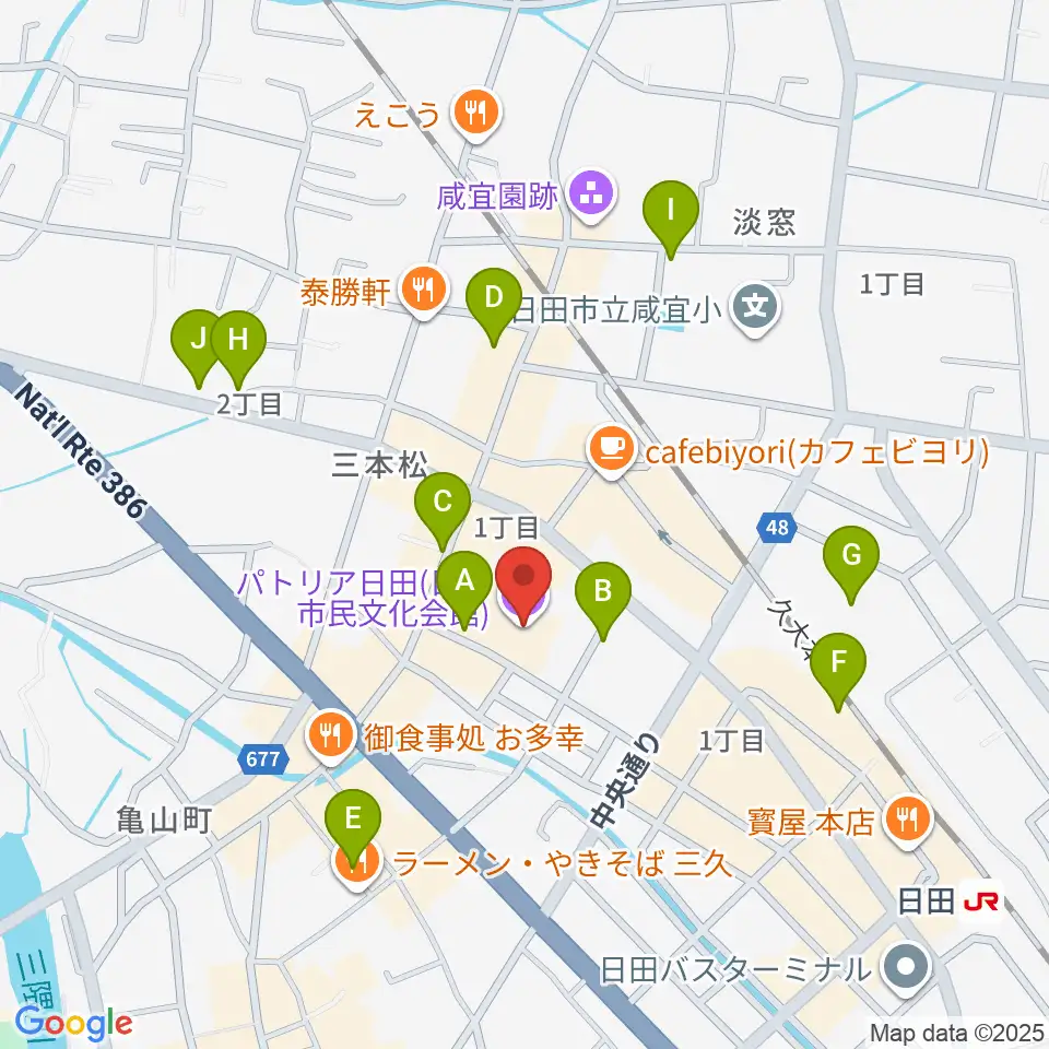 日田市民文化会館 パトリア日田周辺の駐車場・コインパーキング一覧地図