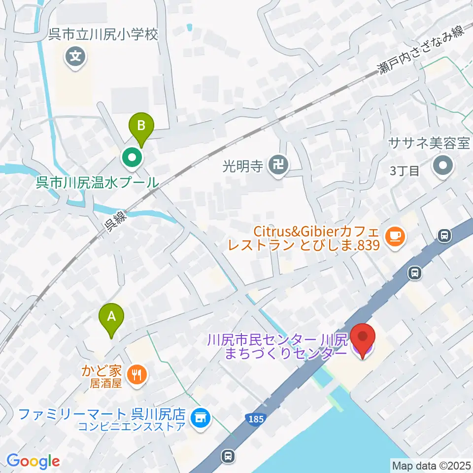 川尻まちづくりセンター ベイノロホール周辺の駐車場・コインパーキング一覧地図