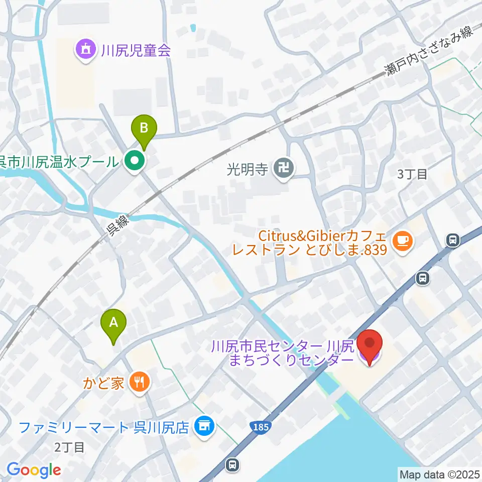 川尻まちづくりセンター ベイノロホール周辺の駐車場・コインパーキング一覧地図