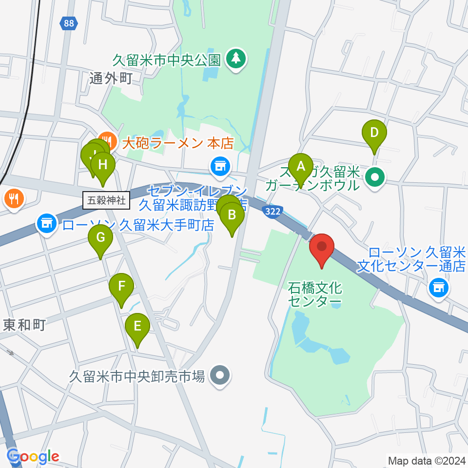 石橋文化会館周辺の駐車場・コインパーキング一覧地図