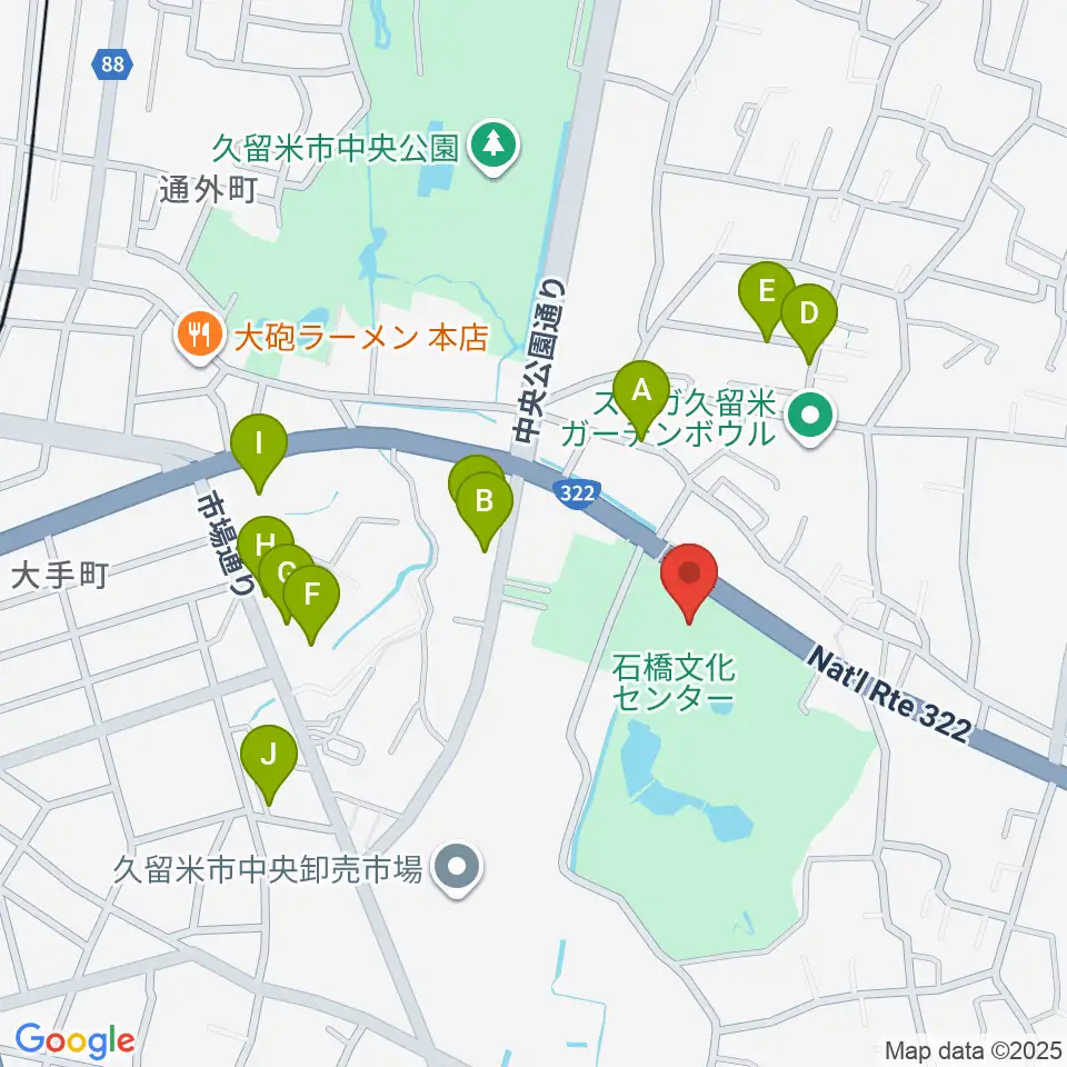 石橋文化会館周辺の駐車場・コインパーキング一覧地図
