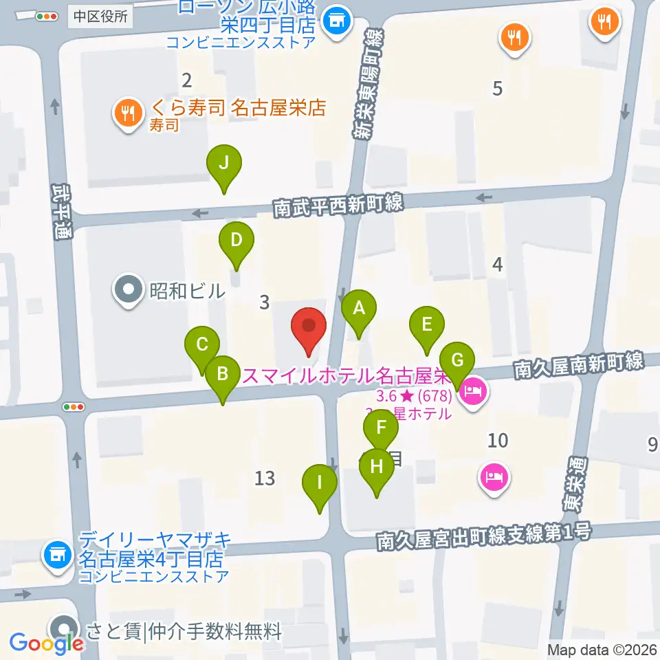 名古屋栄tight Rope 周辺の駐車場 コインパーキング一覧マップ