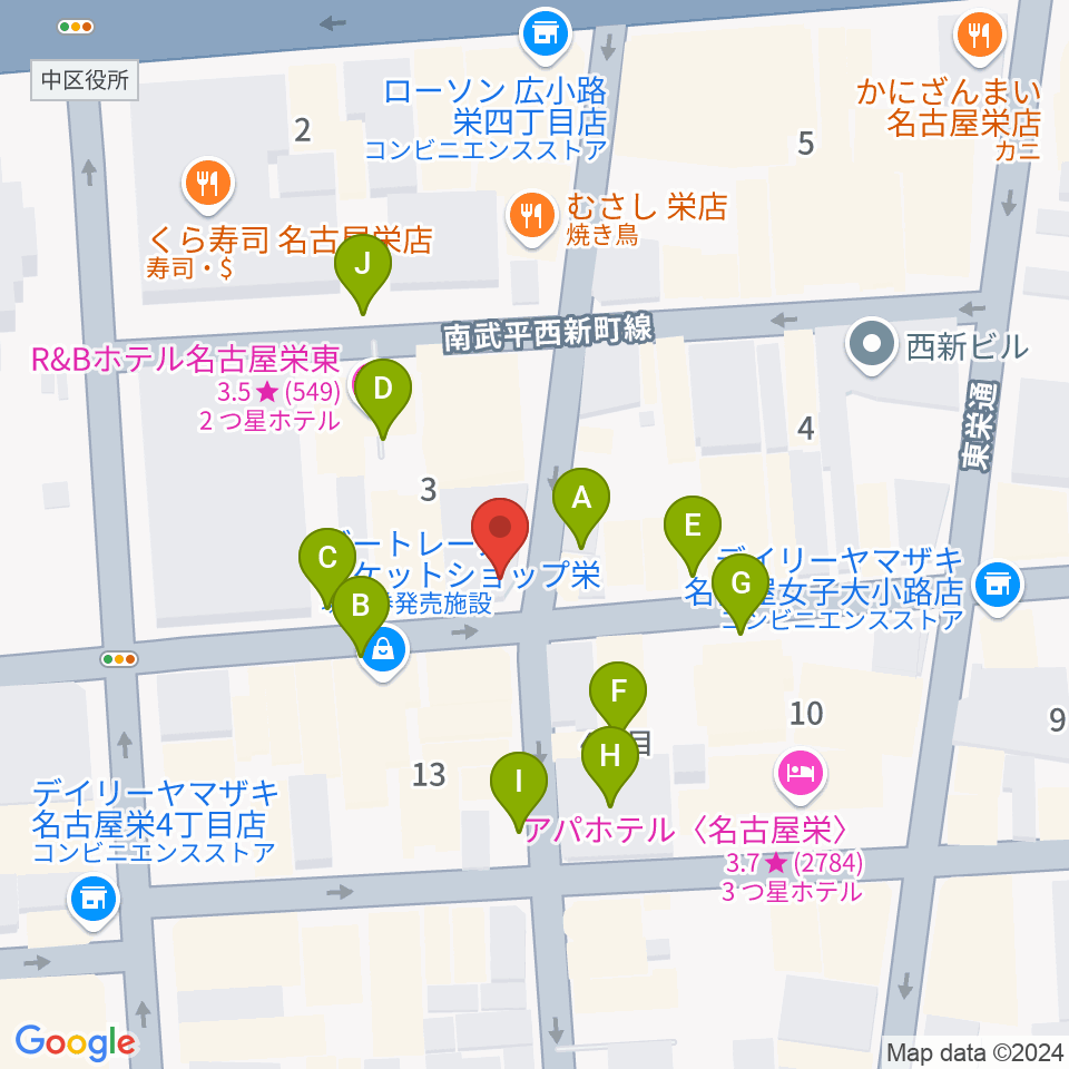 名古屋栄TIGHT ROPE周辺の駐車場・コインパーキング一覧地図