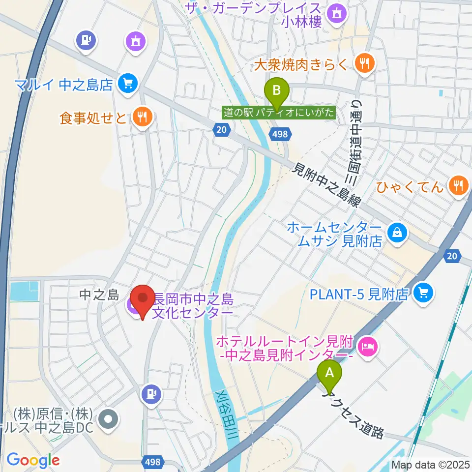 長岡市中之島文化センター周辺の駐車場・コインパーキング一覧地図