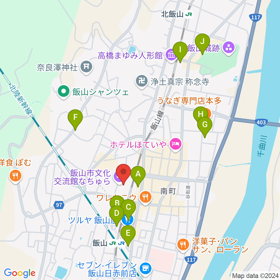 飯山市文化交流館なちゅら周辺の駐車場・コインパーキング一覧地図