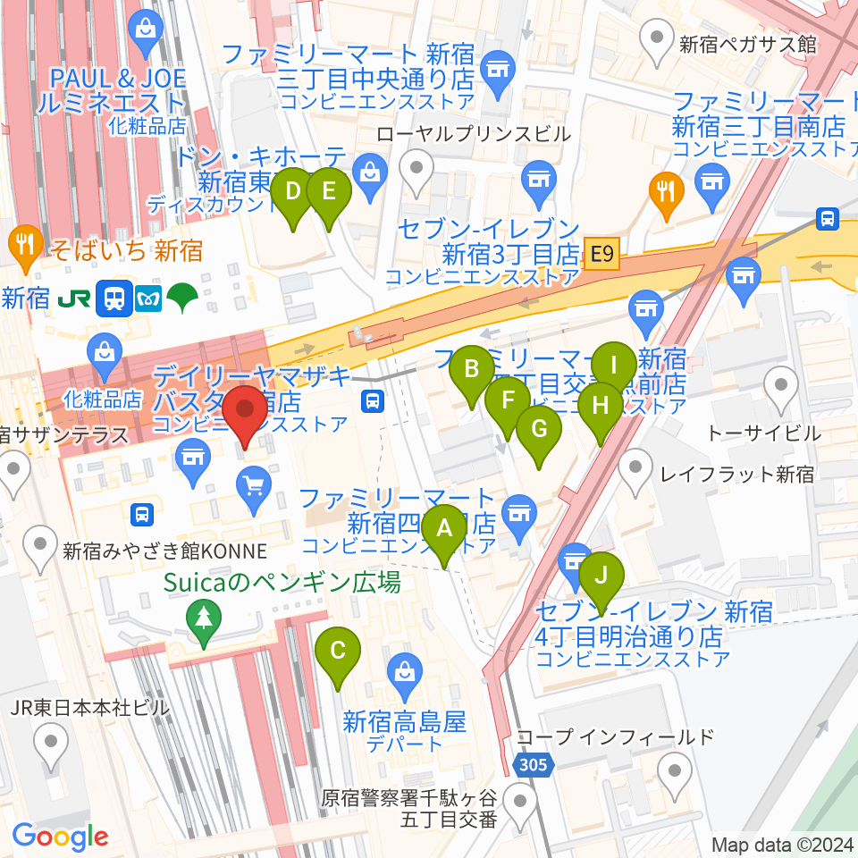 新宿LUMINE0（ルミネゼロ）周辺の駐車場・コインパーキング一覧地図