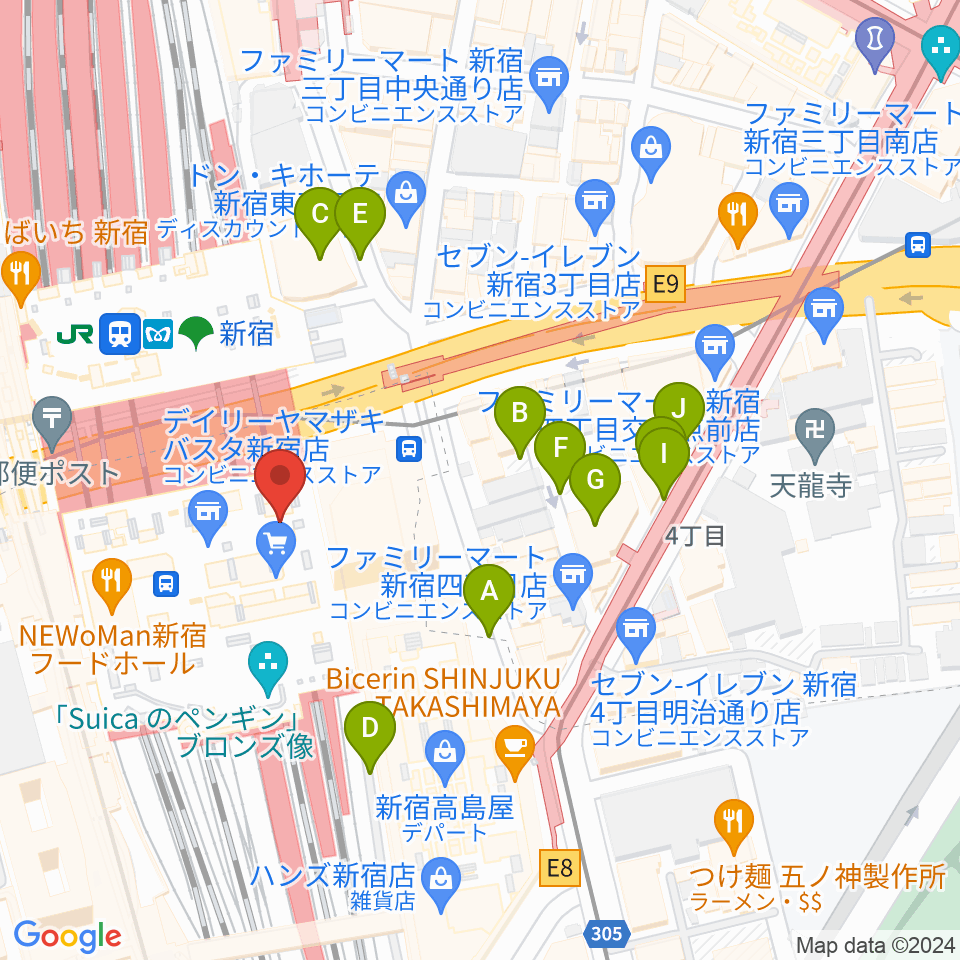 新宿ルミネゼロ周辺の駐車場・コインパーキング一覧地図