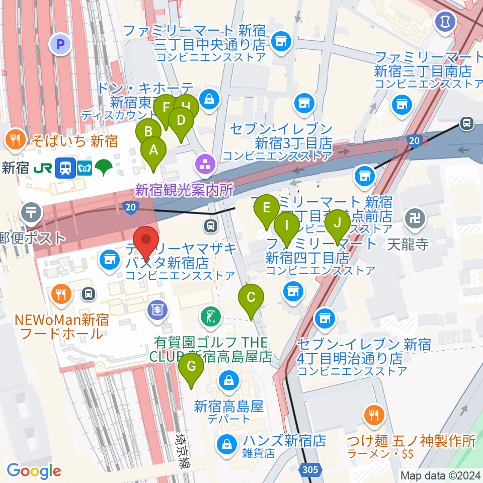 新宿ルミネゼロ周辺の駐車場・コインパーキング一覧地図