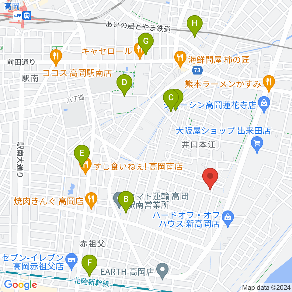 高岡カサデラムジカ周辺の駐車場・コインパーキング一覧地図