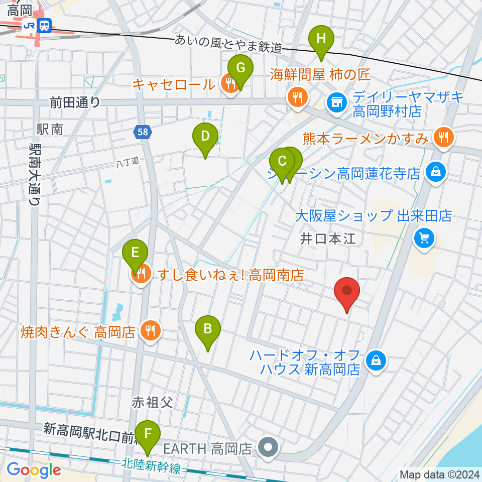 高岡カサデラムジカ周辺の駐車場・コインパーキング一覧地図