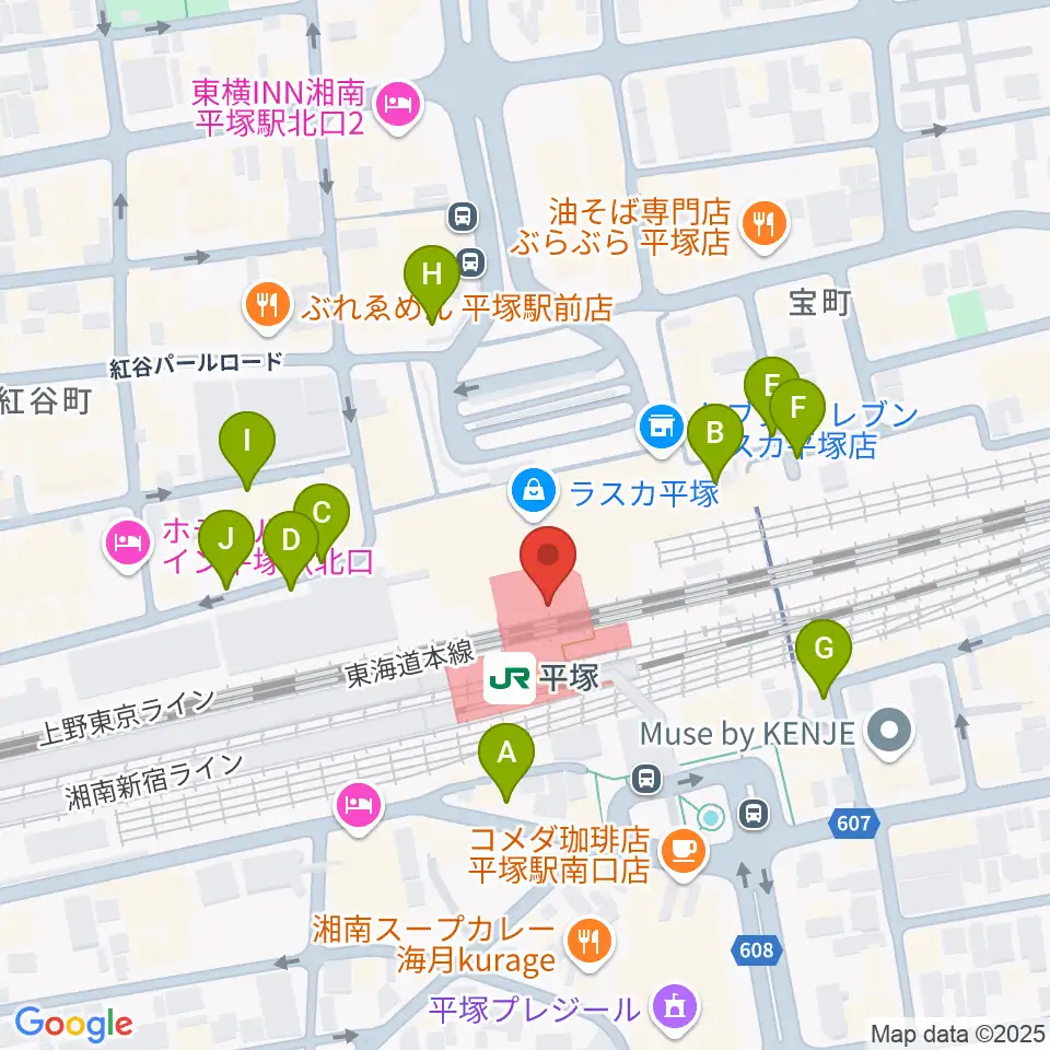 ラスカ平塚6F ラスカホール周辺の駐車場・コインパーキング一覧地図