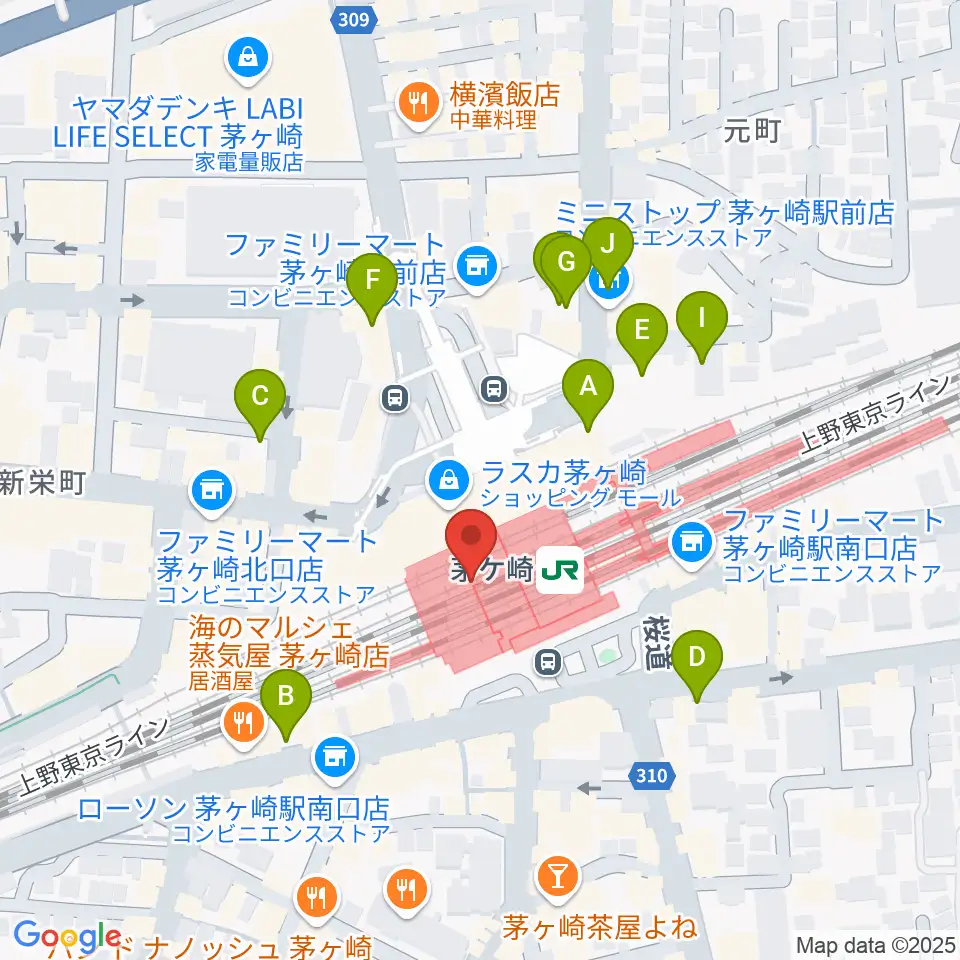 ラスカ茅ヶ崎ホール周辺の駐車場・コインパーキング一覧地図