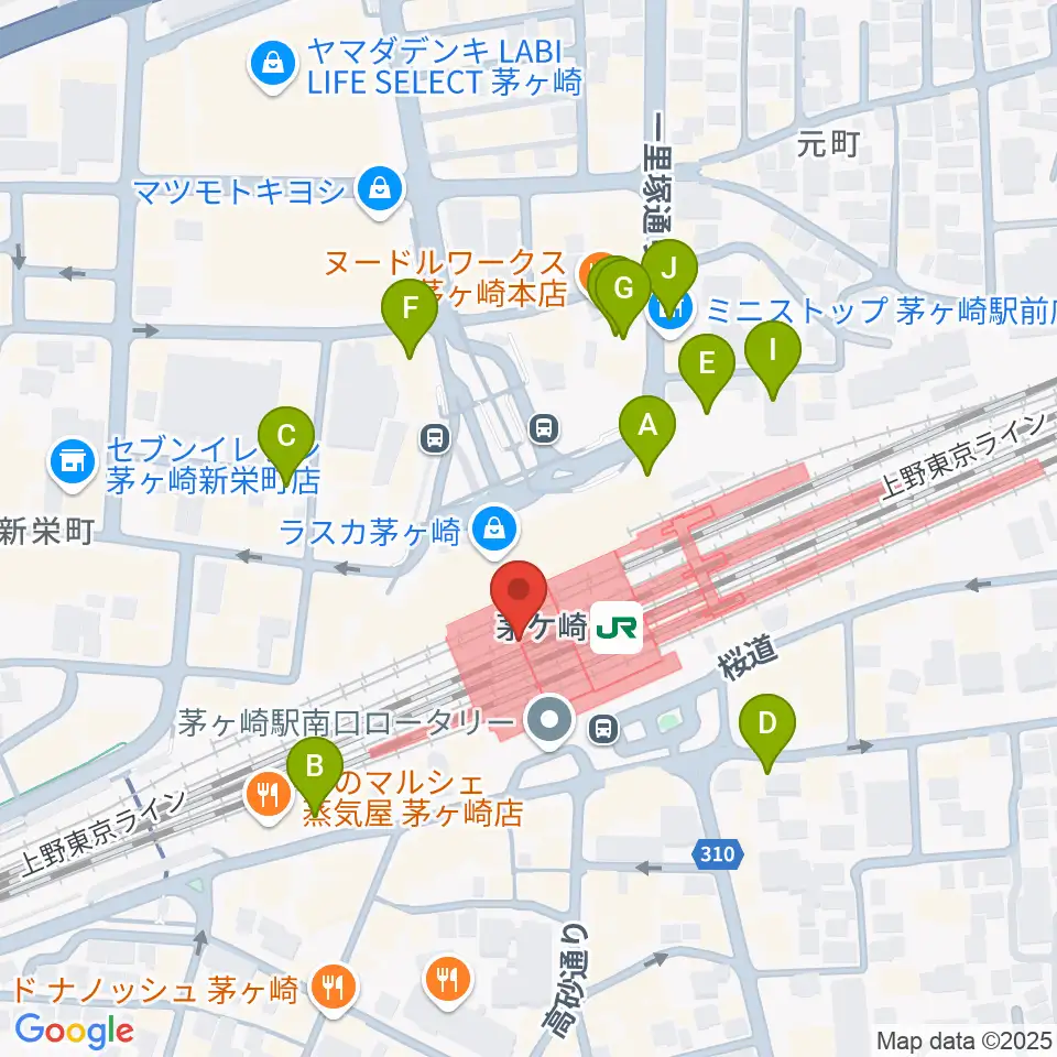 ラスカ茅ヶ崎ホール周辺の駐車場・コインパーキング一覧地図