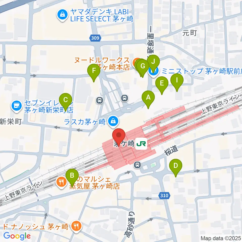 ラスカ茅ヶ崎ホール周辺の駐車場・コインパーキング一覧地図