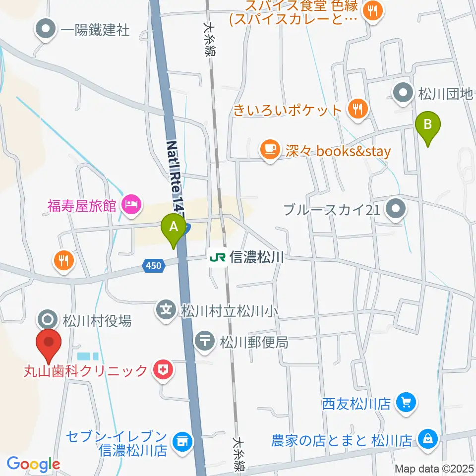 松川村多目的交流センターすずの音ホール周辺の駐車場・コインパーキング一覧地図