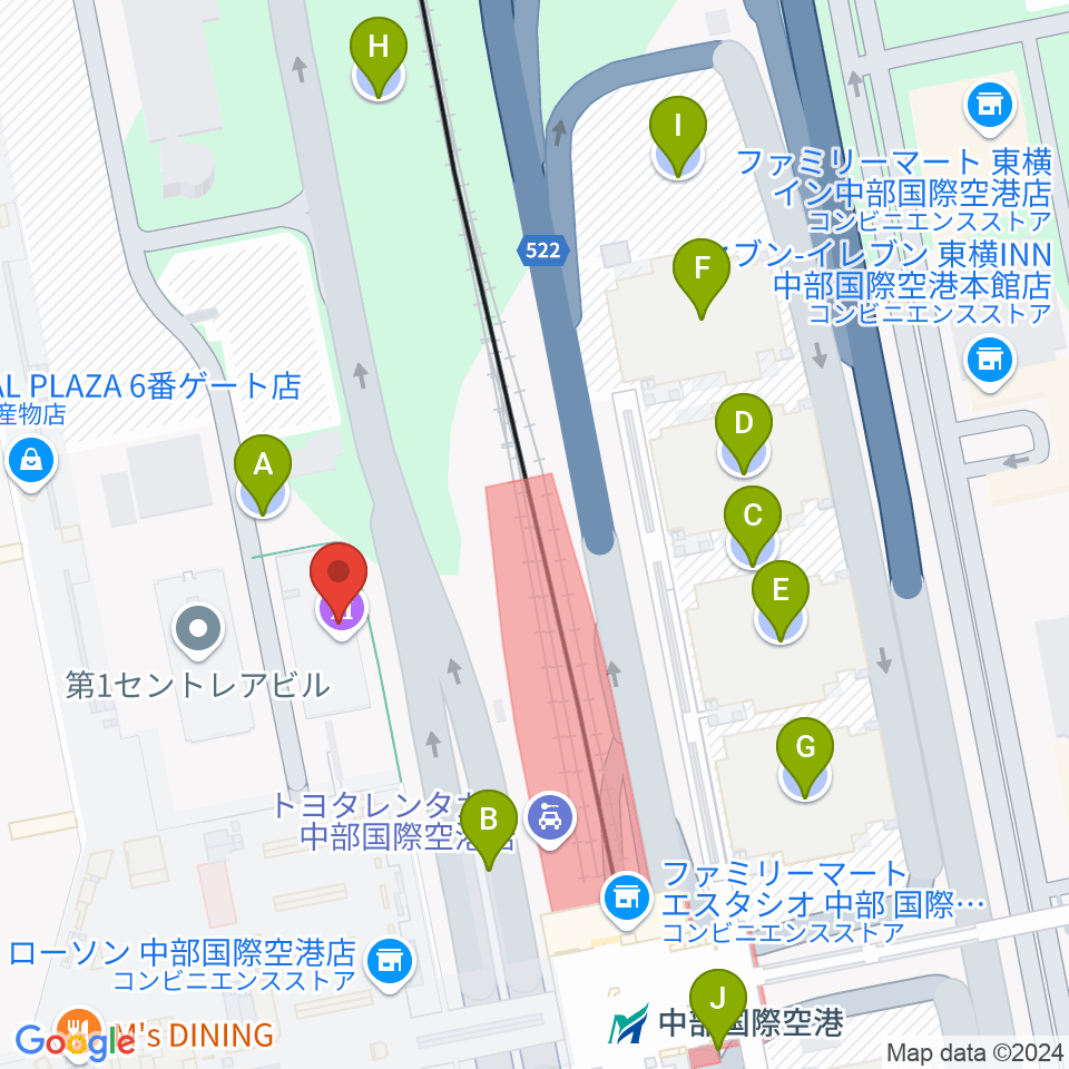 中部国際空港セントレアホール周辺の駐車場・コインパーキング一覧地図