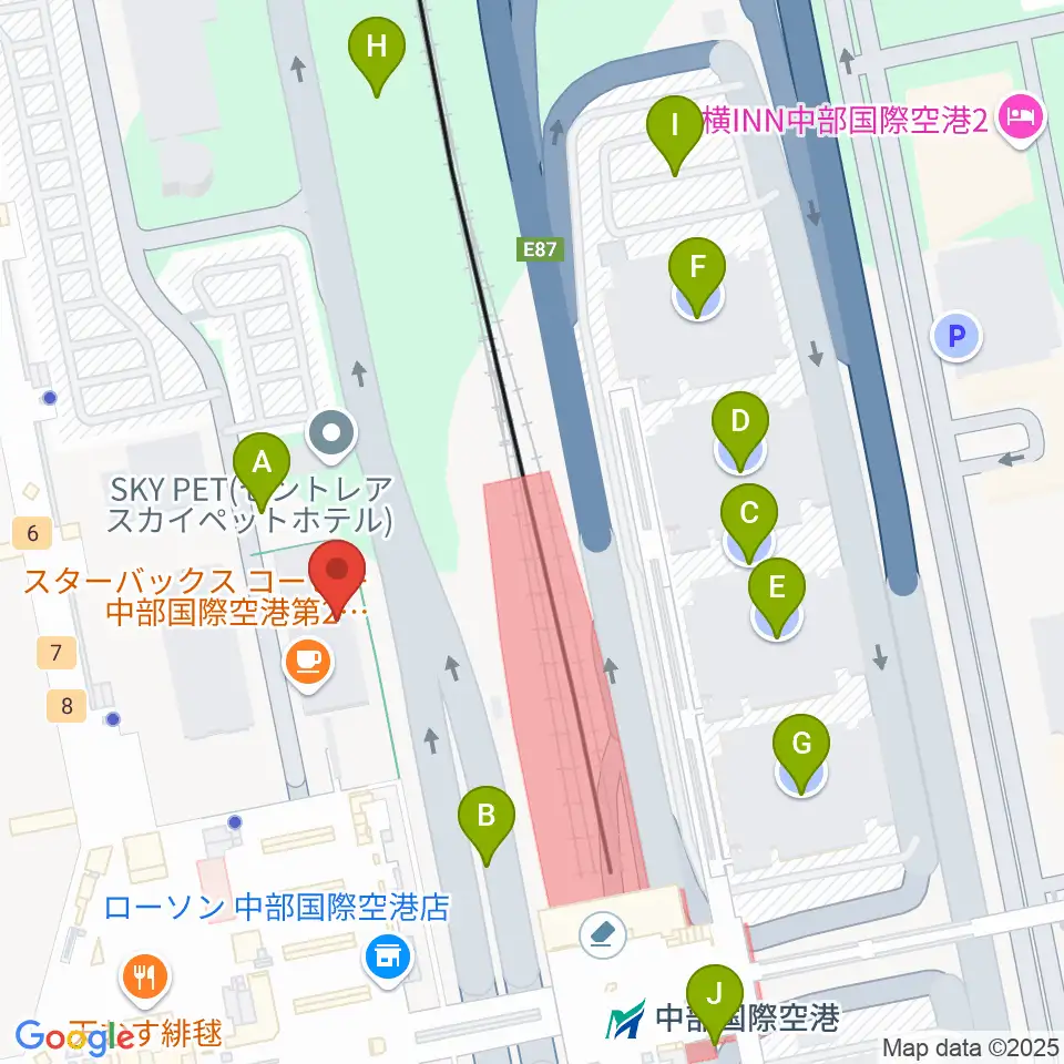 中部国際空港セントレアホール周辺の駐車場・コインパーキング一覧地図