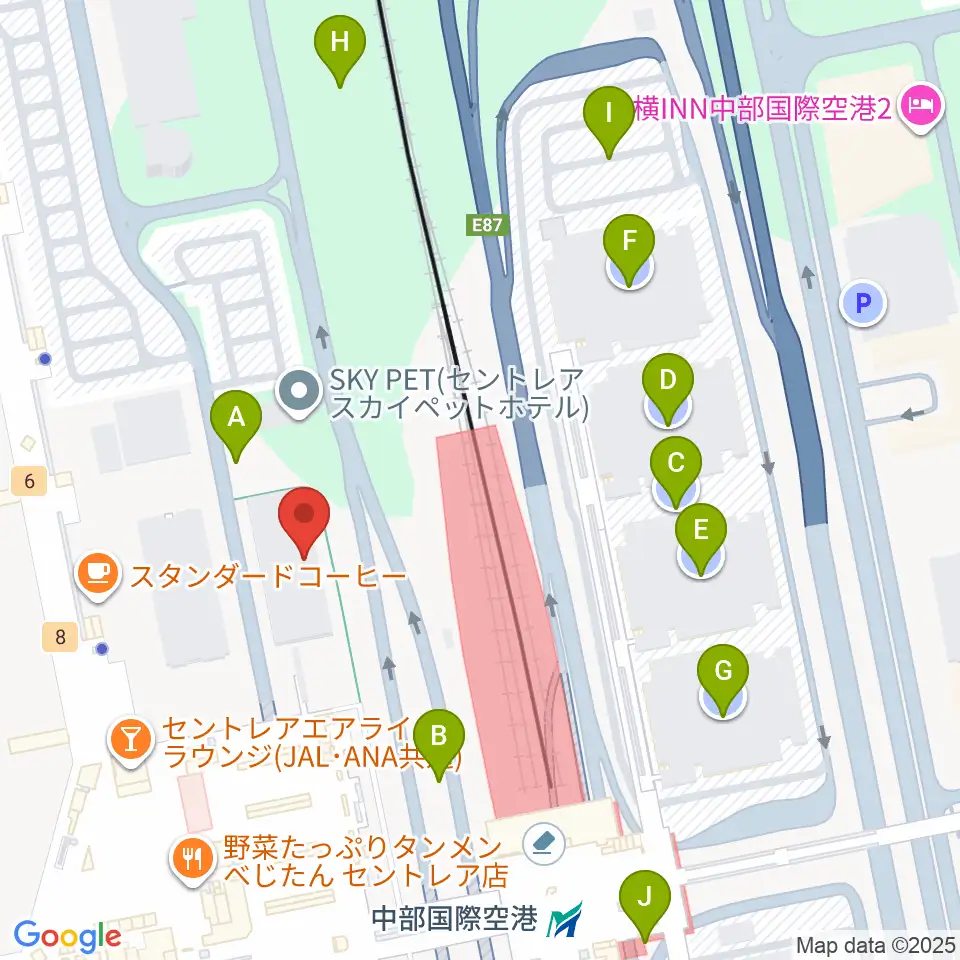 中部国際空港セントレアホール周辺の駐車場・コインパーキング一覧地図