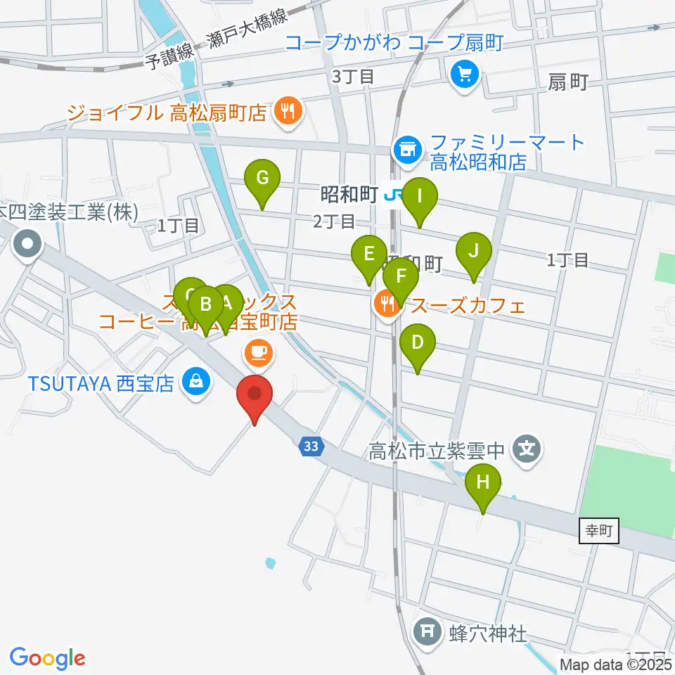 香川県教育会館ミューズホール周辺の駐車場・コインパーキング一覧地図