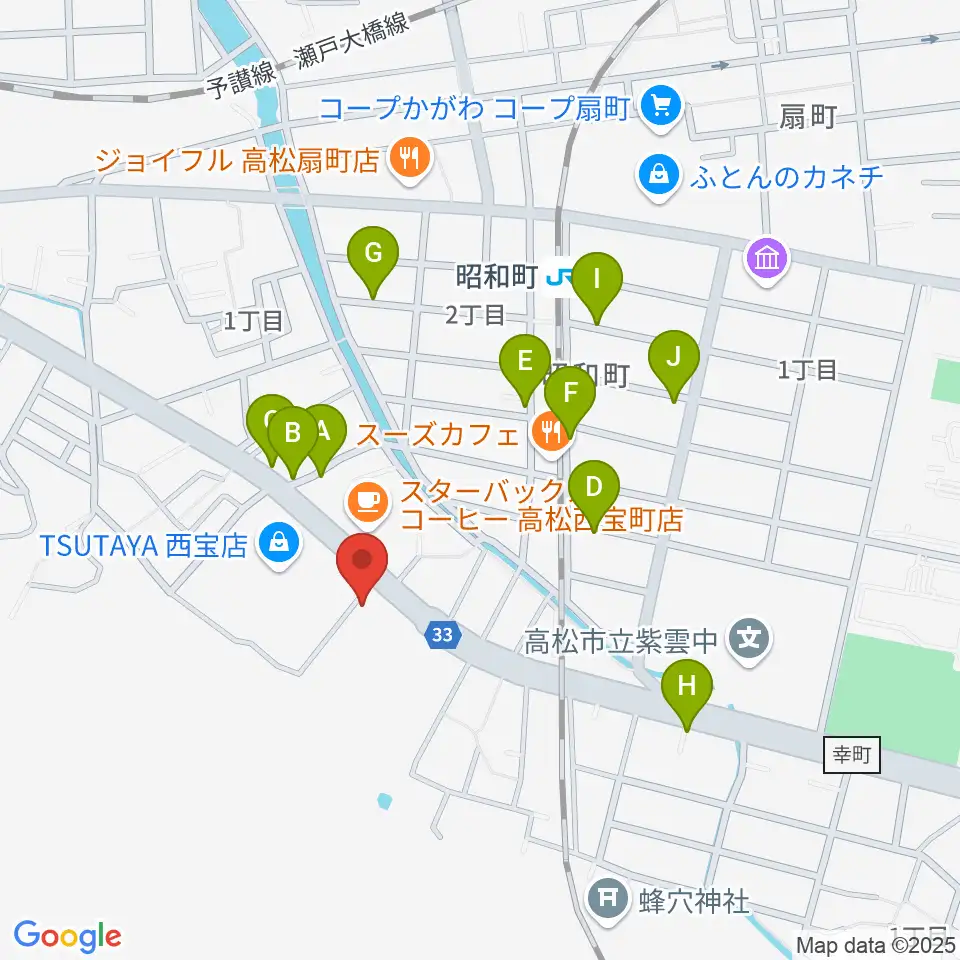 香川県教育会館ミューズホール周辺の駐車場・コインパーキング一覧地図