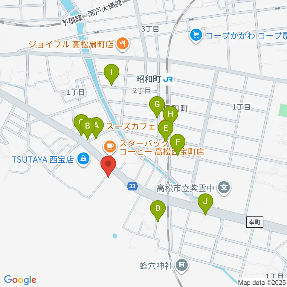 香川県教育会館ミューズホール周辺の駐車場・コインパーキング一覧地図