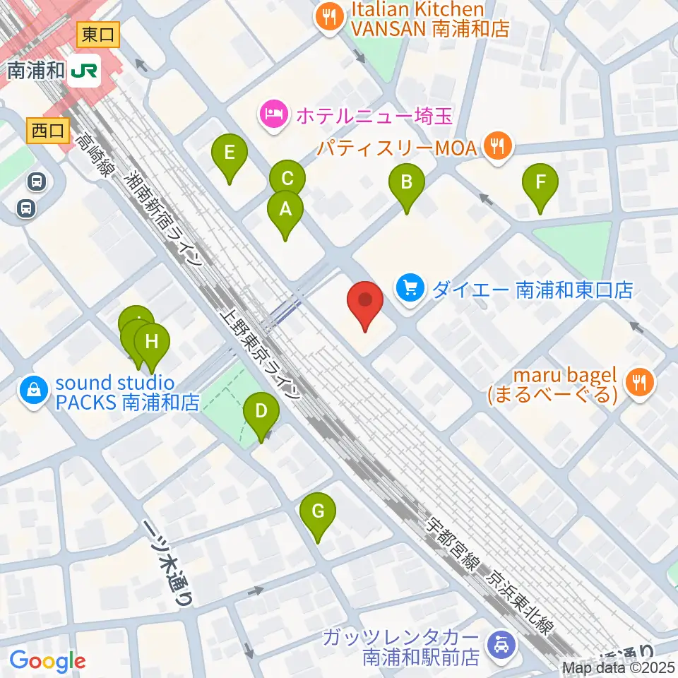 ミリオン楽器 南浦和店周辺の駐車場・コインパーキング一覧地図