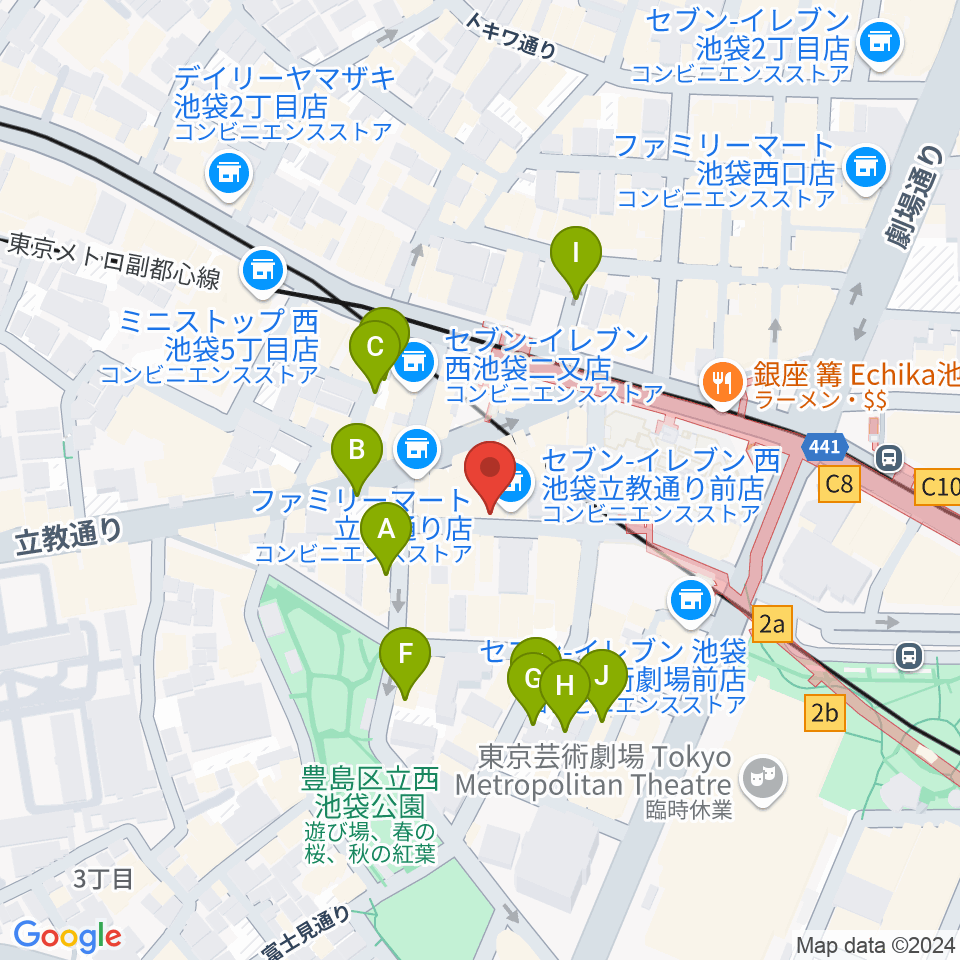 池袋サニースポット周辺の駐車場・コインパーキング一覧地図