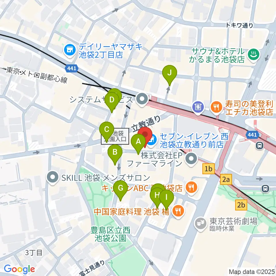 池袋サニースポット周辺の駐車場・コインパーキング一覧地図