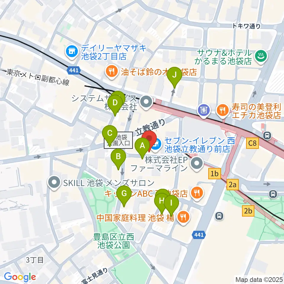 池袋サニースポット周辺の駐車場・コインパーキング一覧地図