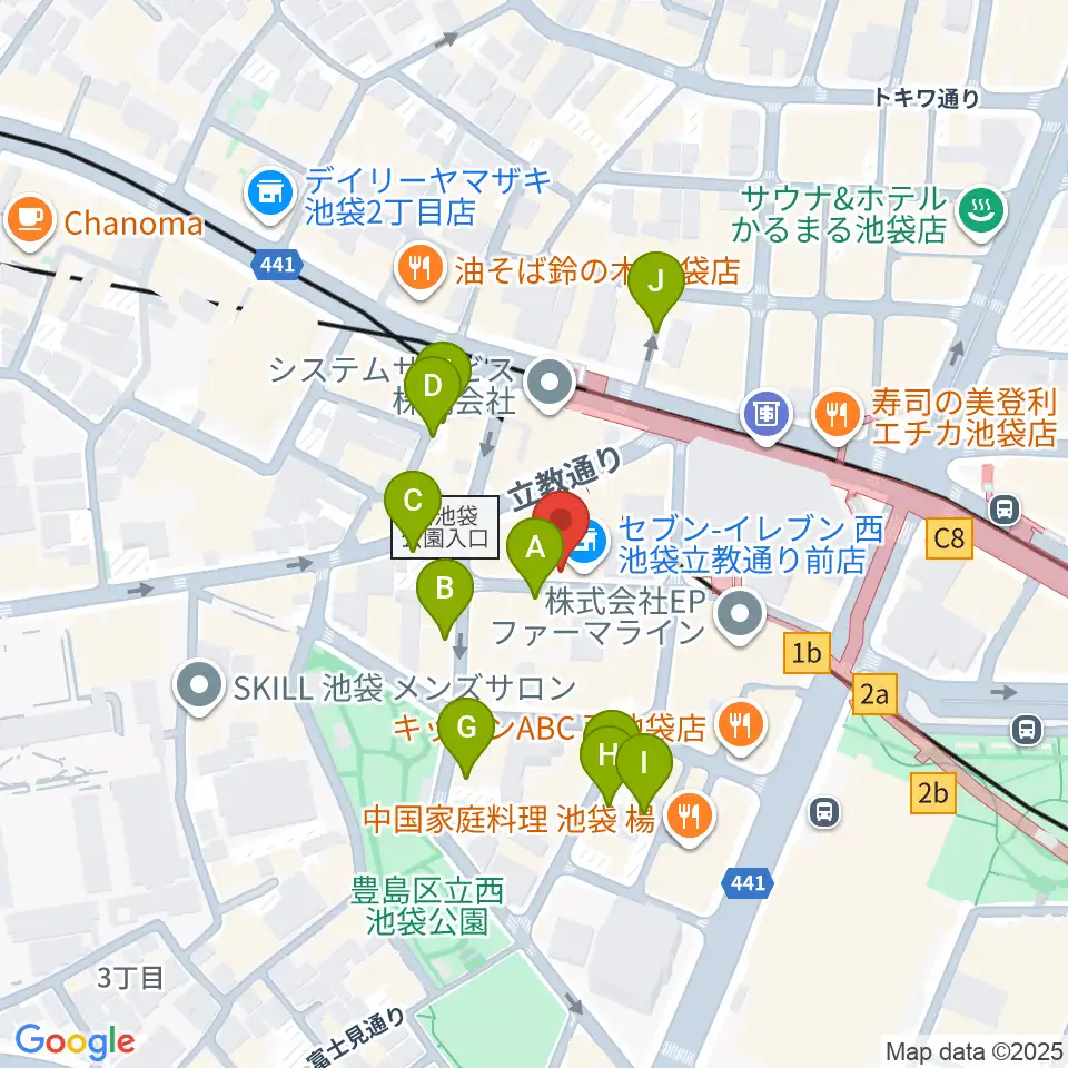 池袋サニースポット周辺の駐車場・コインパーキング一覧地図