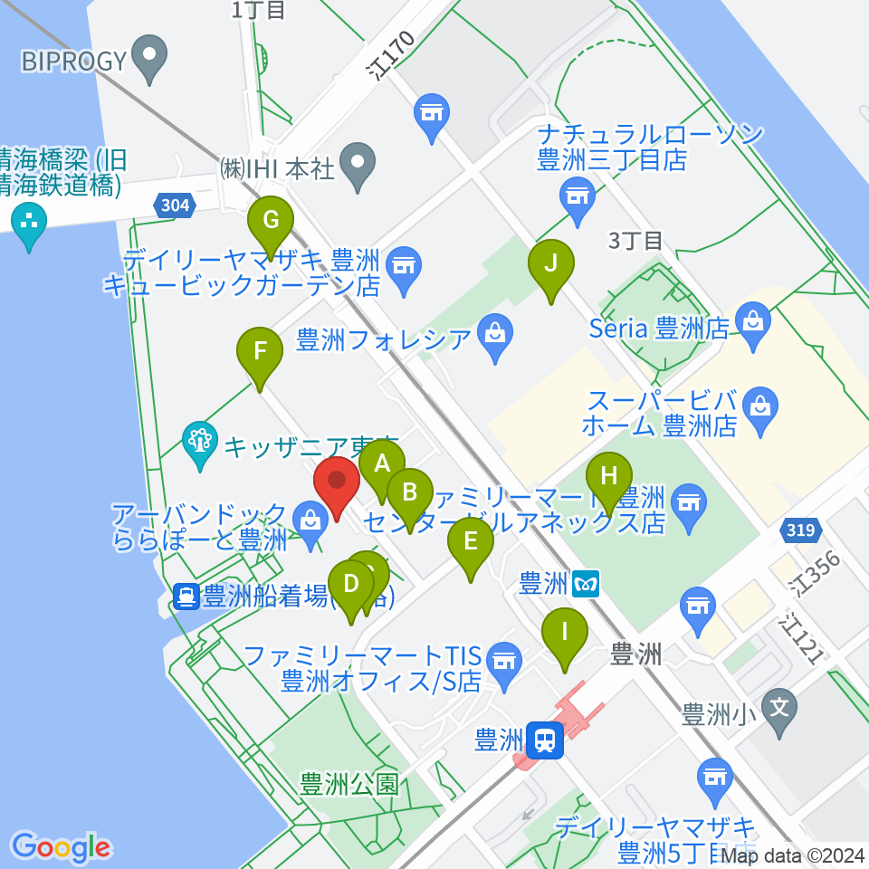 島村楽器ららぽーと豊洲店周辺の駐車場・コインパーキング一覧地図