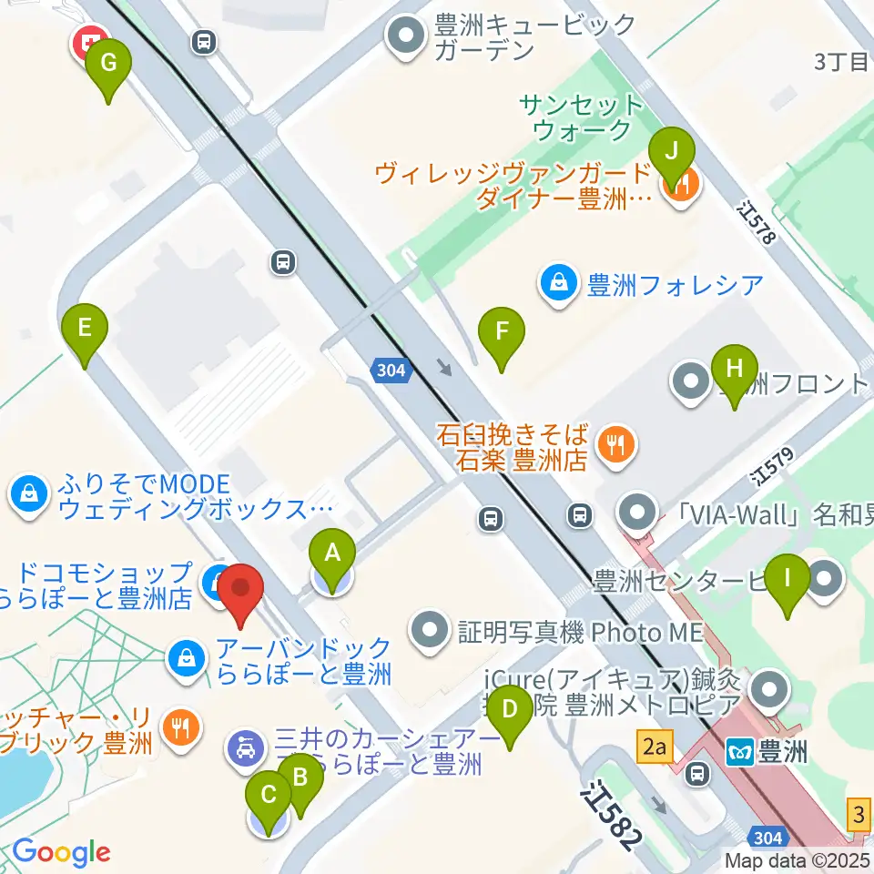 島村楽器ららぽーと豊洲店周辺の駐車場・コインパーキング一覧地図