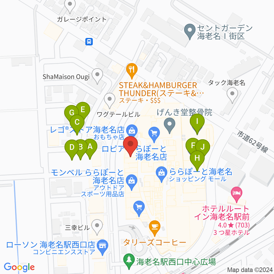 島村楽器ららぽーと海老名店周辺の駐車場・コインパーキング一覧地図