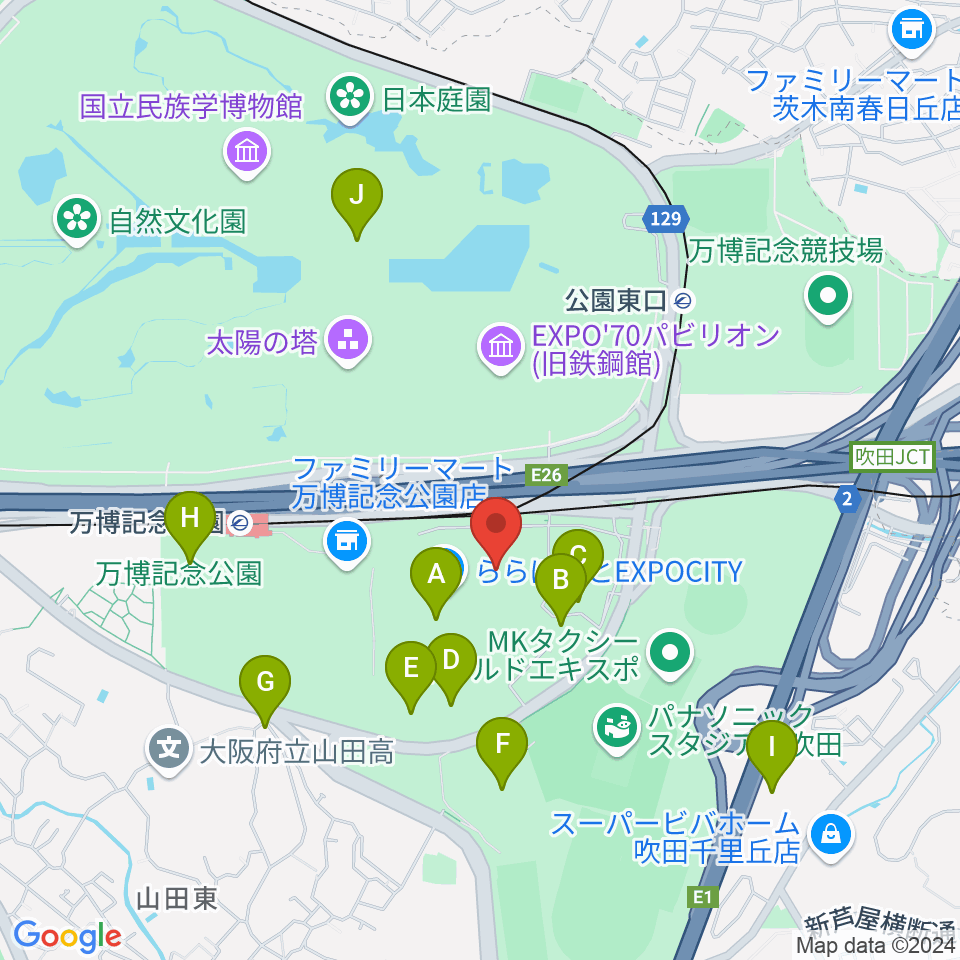 島村楽器ららぽーとEXPOCITY店周辺の駐車場・コインパーキング一覧地図