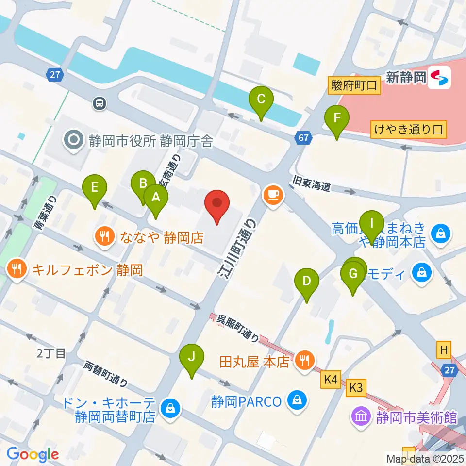 しずぎんホールユーフォニア周辺の駐車場・コインパーキング一覧地図