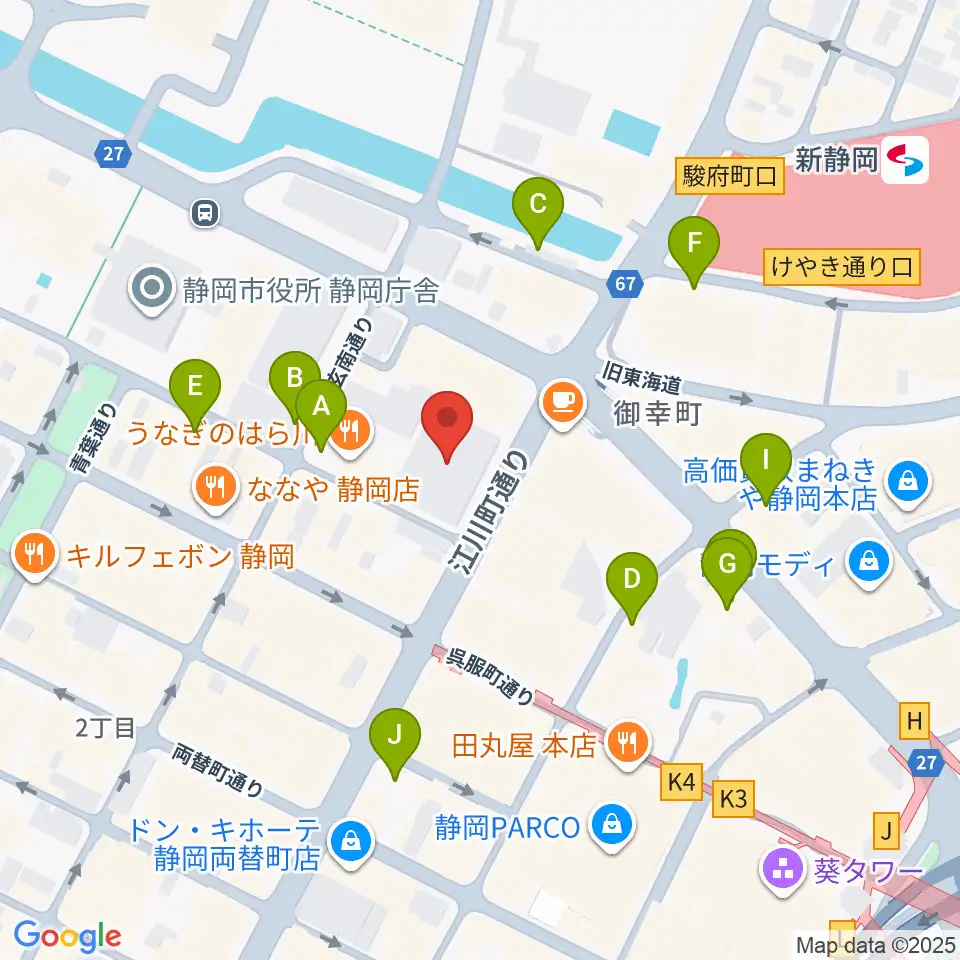 しずぎんホールユーフォニア周辺の駐車場・コインパーキング一覧地図