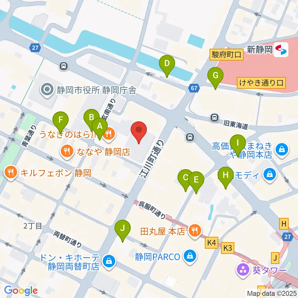 しずぎんホールユーフォニア周辺の駐車場・コインパーキング一覧地図