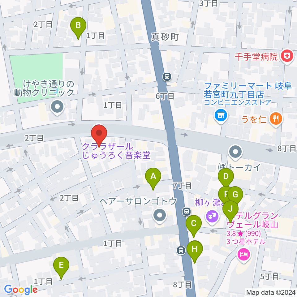 クララザール じゅうろく音楽堂周辺の駐車場・コインパーキング一覧地図