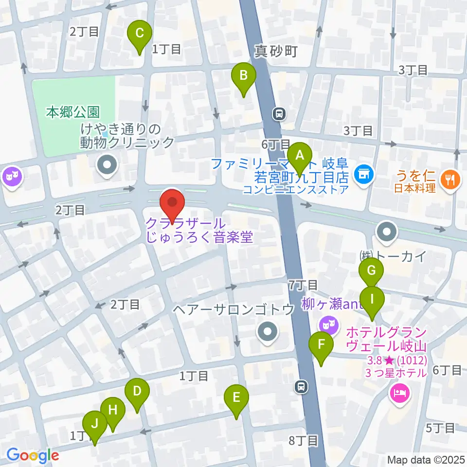 クララザール じゅうろく音楽堂周辺の駐車場・コインパーキング一覧地図