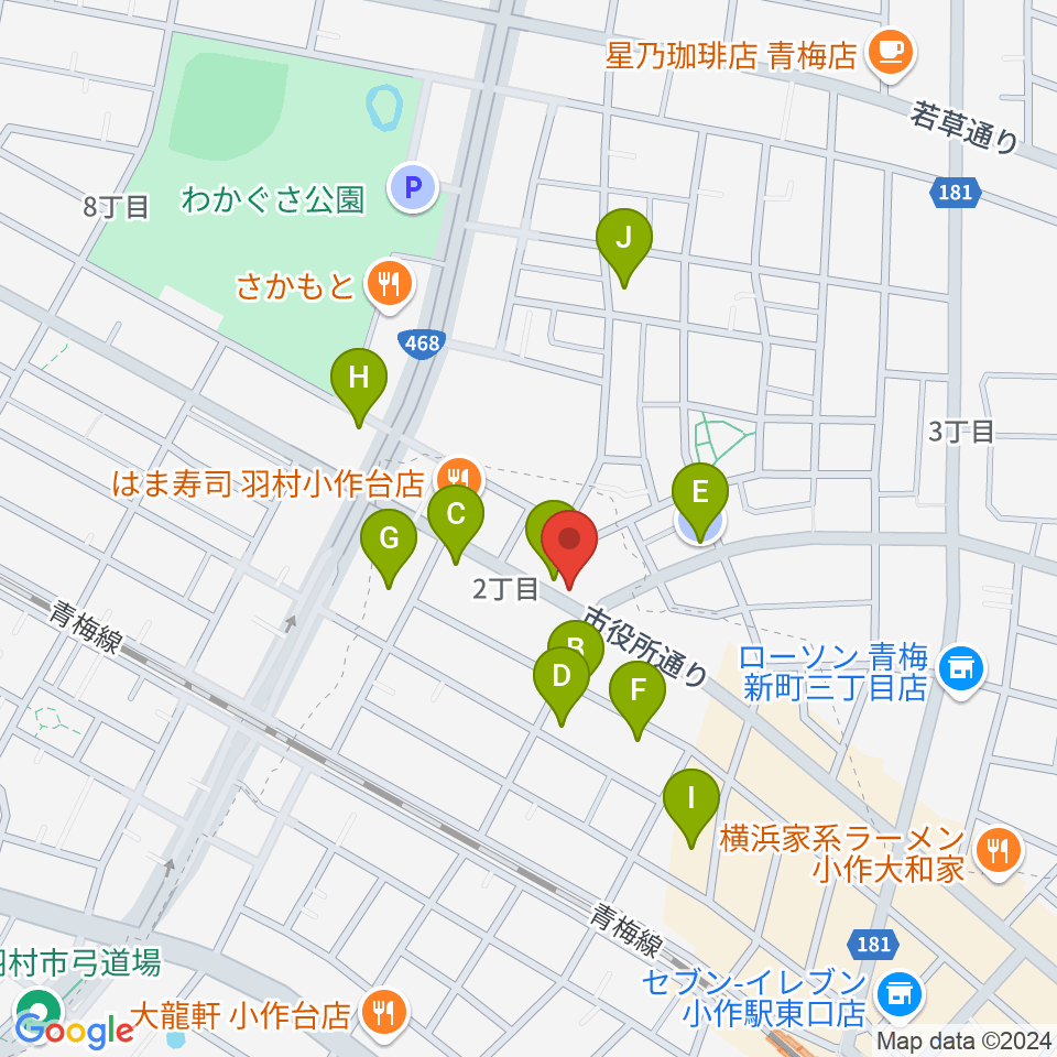 小作パーパス周辺の駐車場・コインパーキング一覧地図