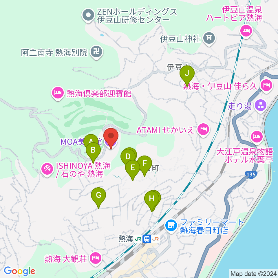 MOA美術館周辺の駐車場・コインパーキング一覧地図